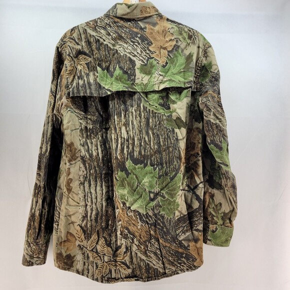 VTG Flint River Flannel Shirt Mens Medium Hunting Shooting Camo Button Vented - Picture 11 of 15